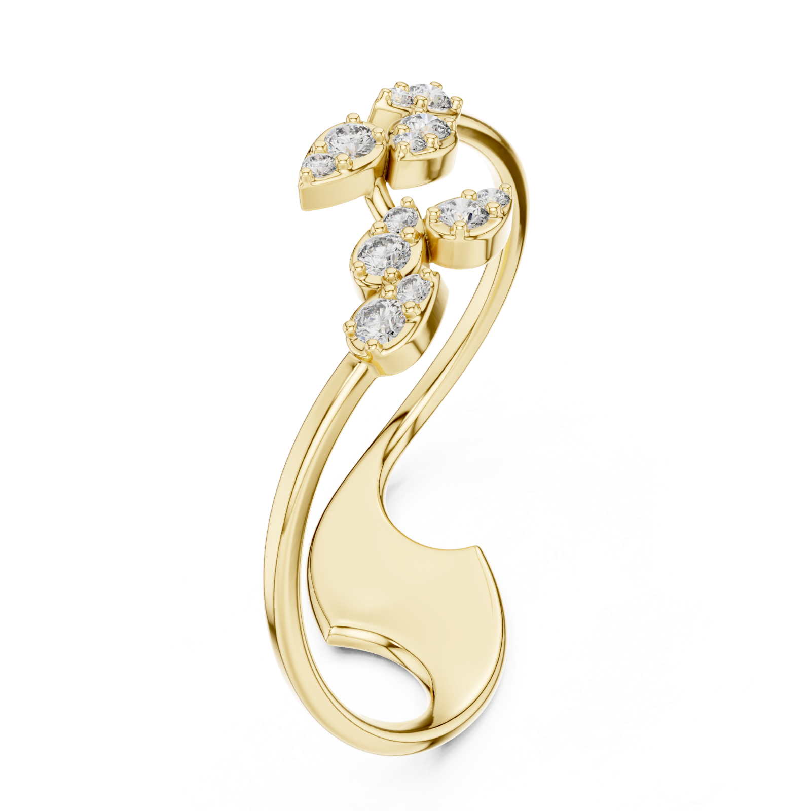 Gold Graceful Petal Cascade Contemporary Ring Right View