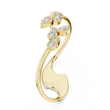 Gold Graceful Petal Cascade Contemporary Ring Right View