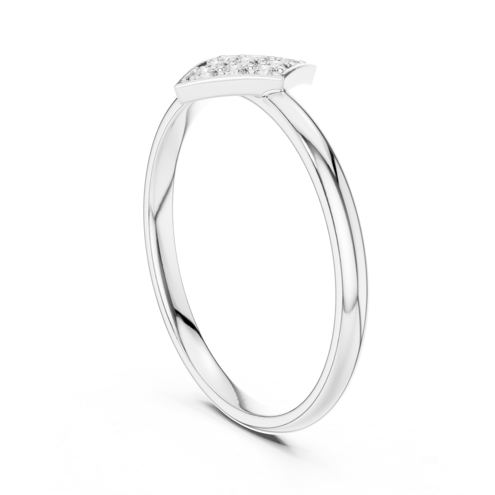 White Gold Modern Statement Arrow Crest Ring Left View