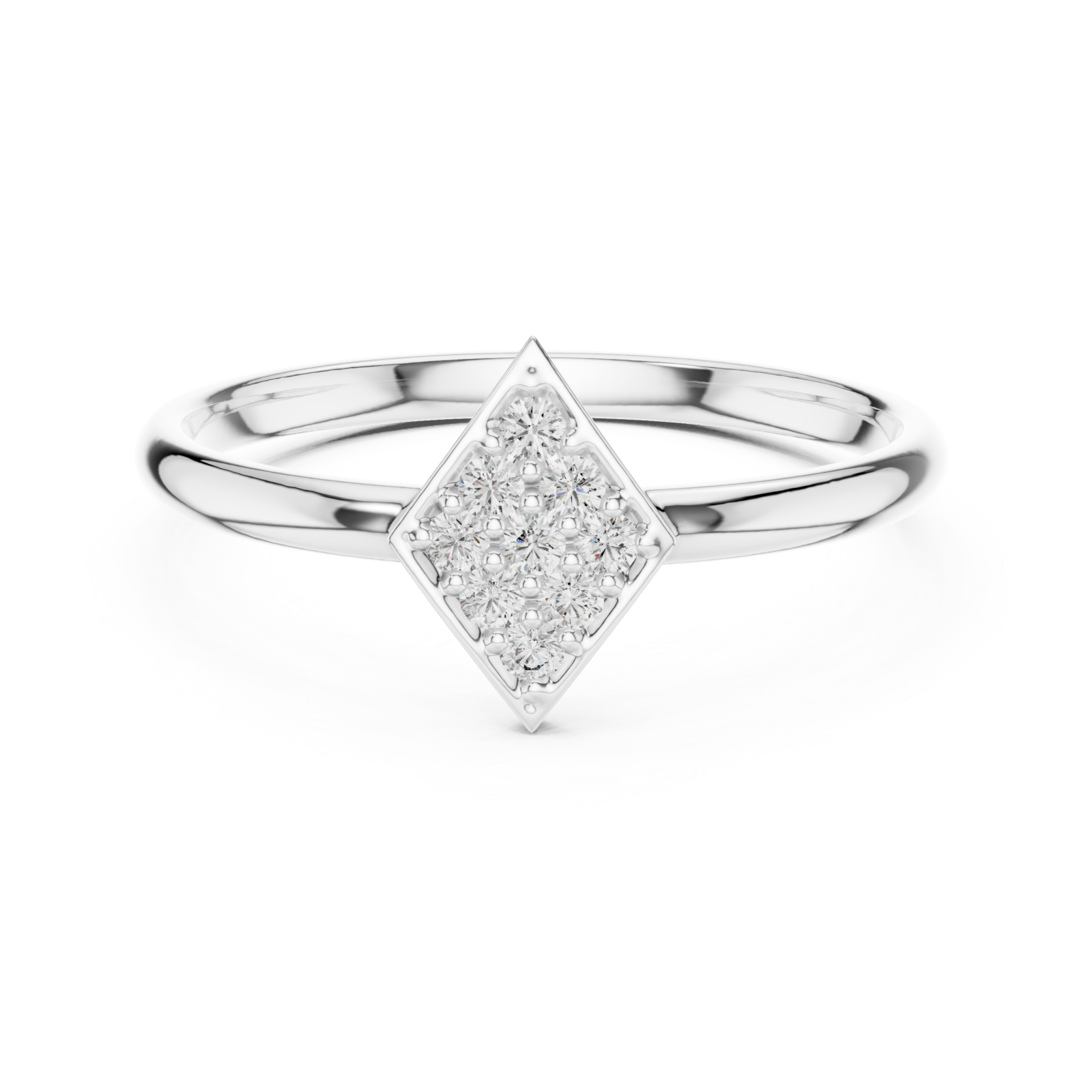  White Gold Modern Statement Arrow Crest Ring Front View