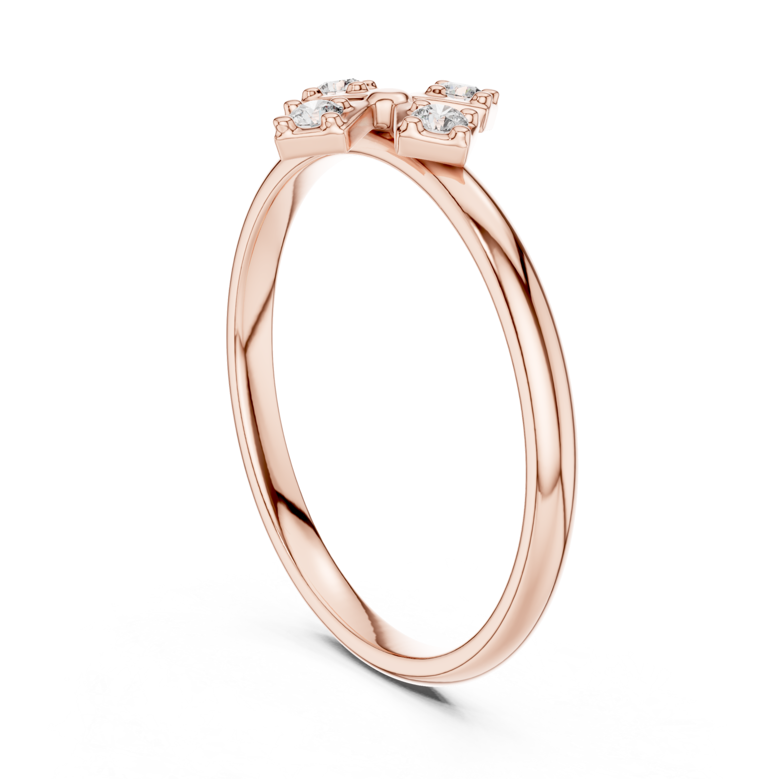  Rose Gold Fourfold Graceful Bloom Stacking Ring Left View