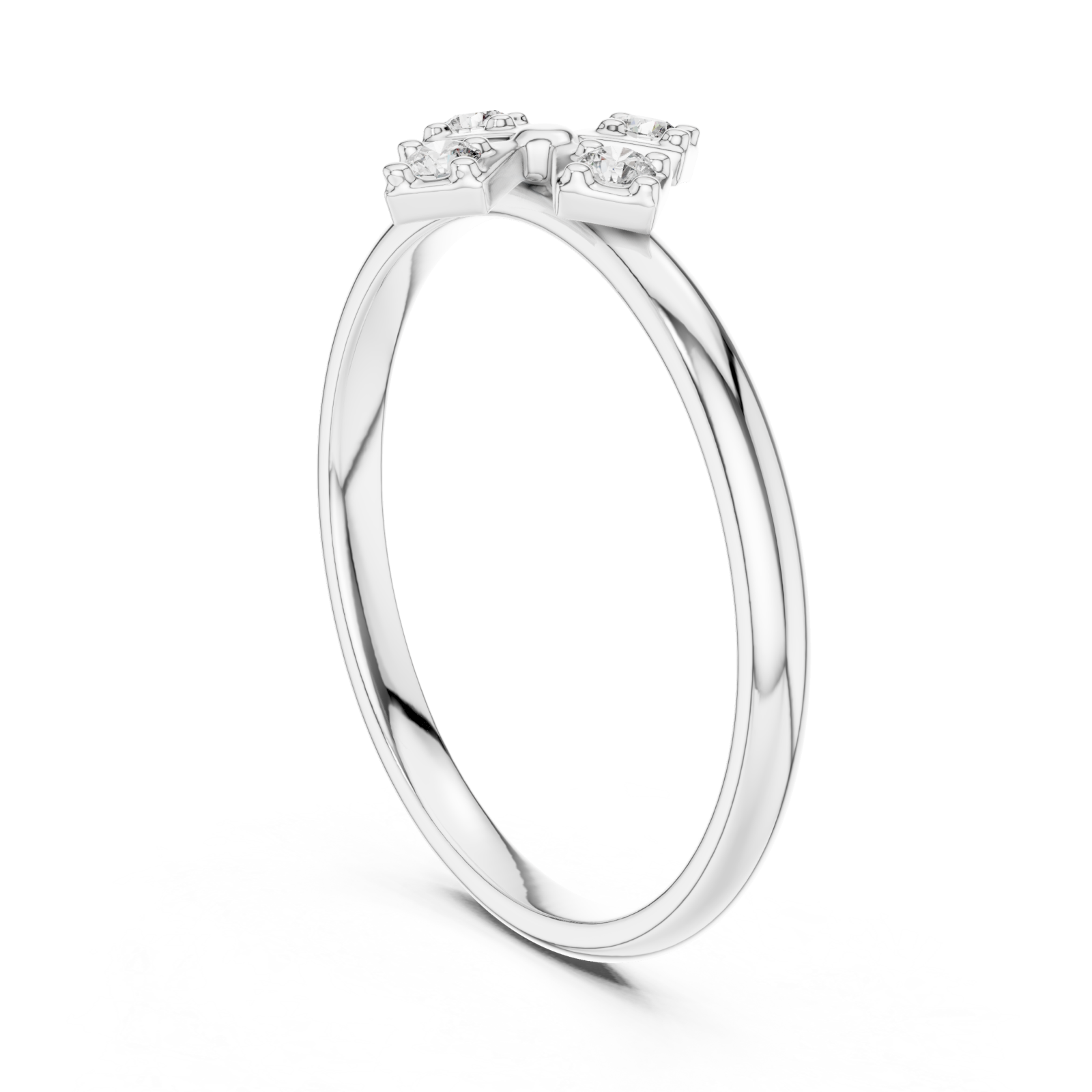  White Gold Fourfold Graceful Bloom Stacking Ring Left View