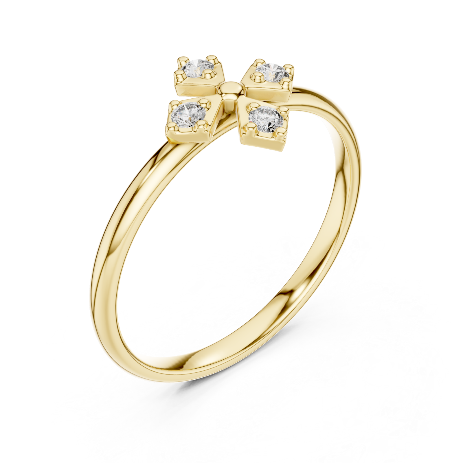 Gold Fourfold Graceful Bloom Stacking Ring Right View
