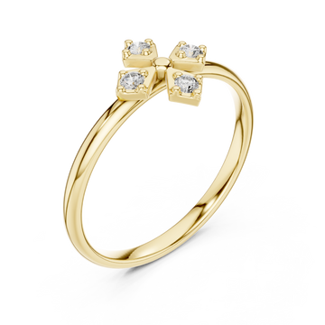 Gold Fourfold Graceful Bloom Stacking Ring Right View