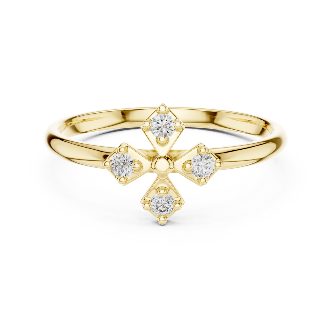 Gold Fourfold Graceful Bloom Stacking Ring Right View