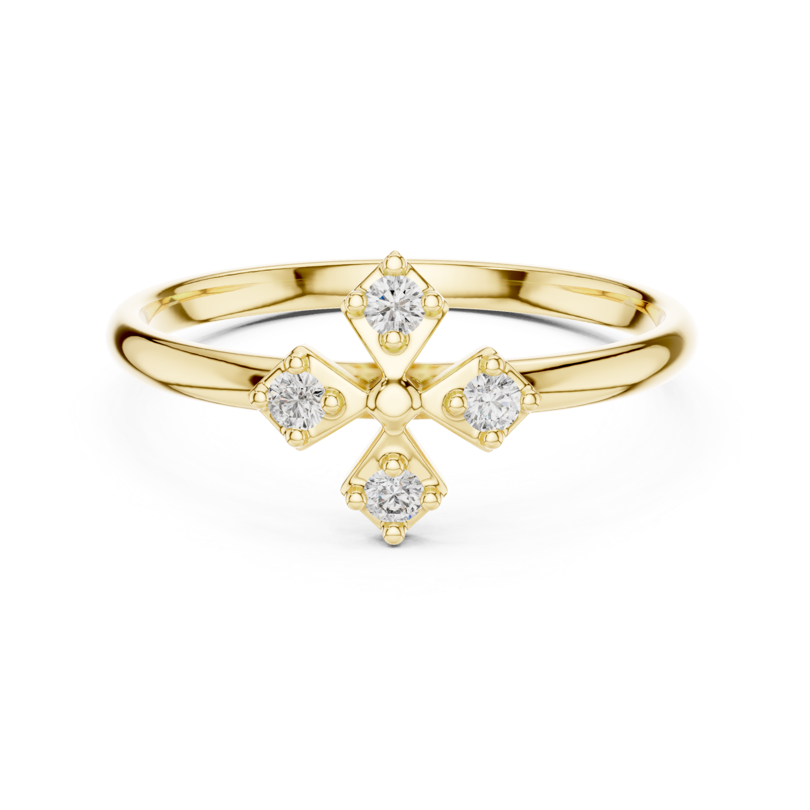  Gold Fourfold Graceful Bloom Stacking Ring Front View