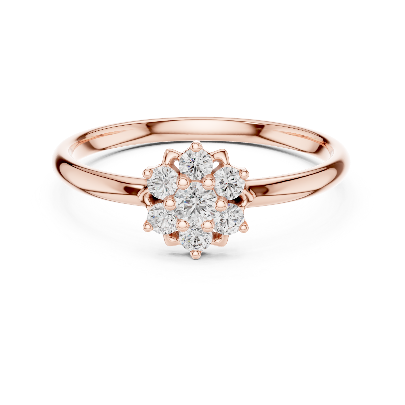  Rose Gold Celestial Bloom Floral Cluster Ring Front View