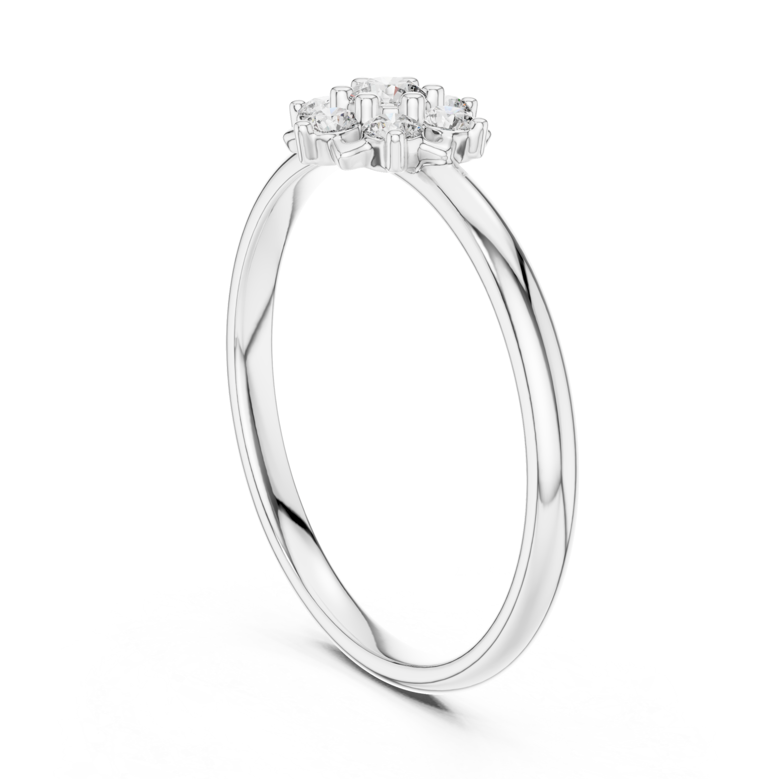  White Gold Celestial Bloom Floral Cluster Ring Left View