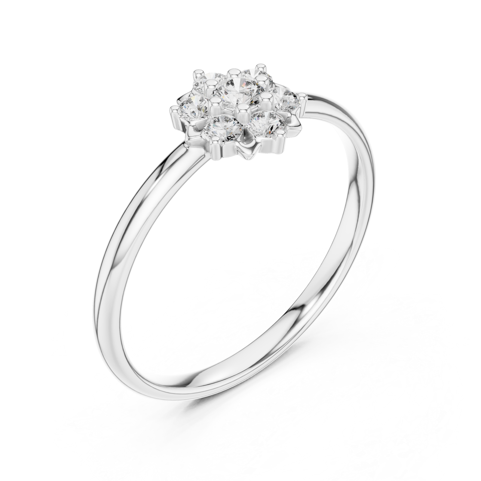  White Gold Celestial Bloom Floral Cluster Ring Right View