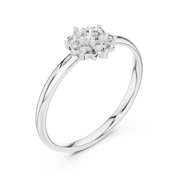  White Gold Celestial Bloom Floral Cluster Ring Right View