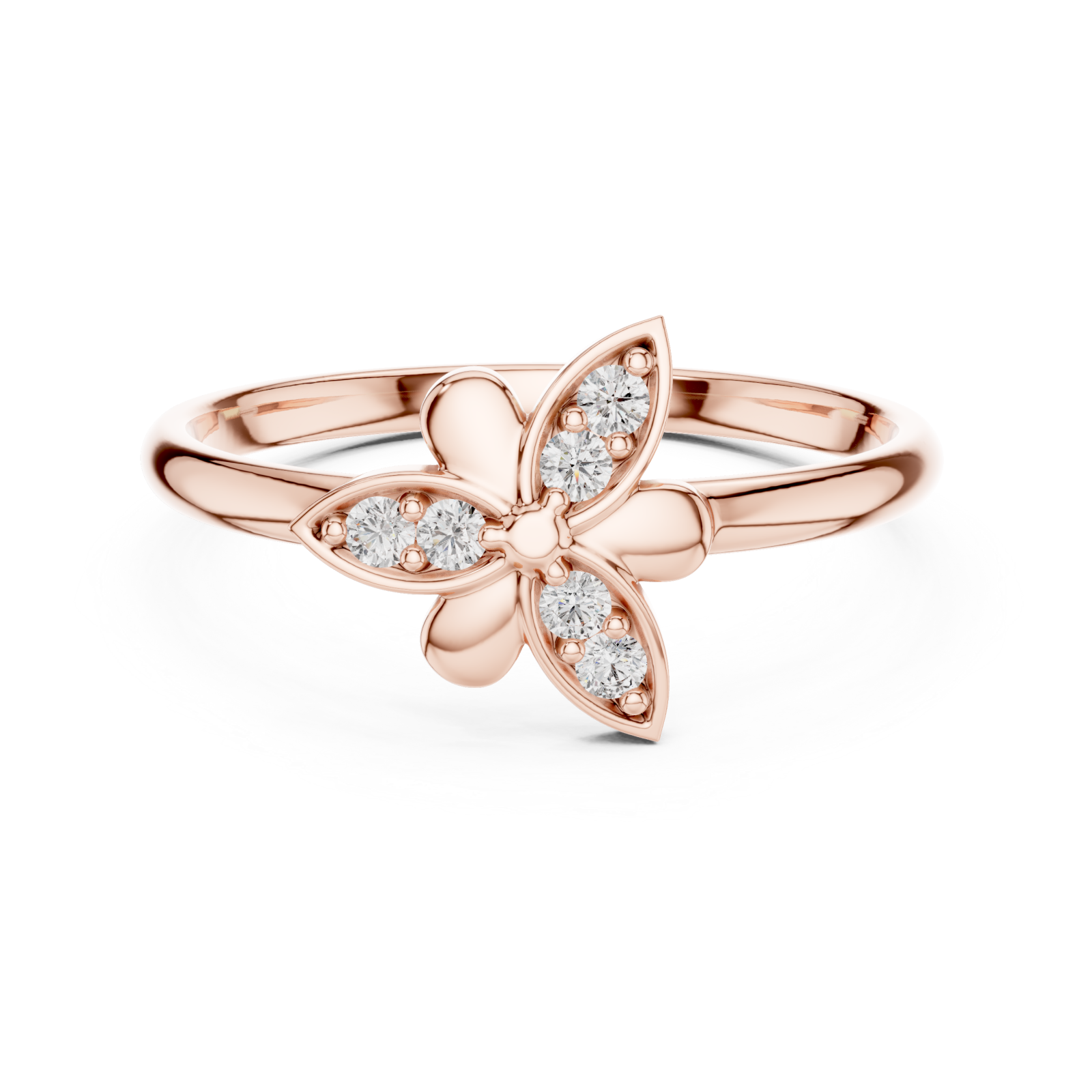  Rose Gold Radiant Petal Embrace Signature Ring Front View