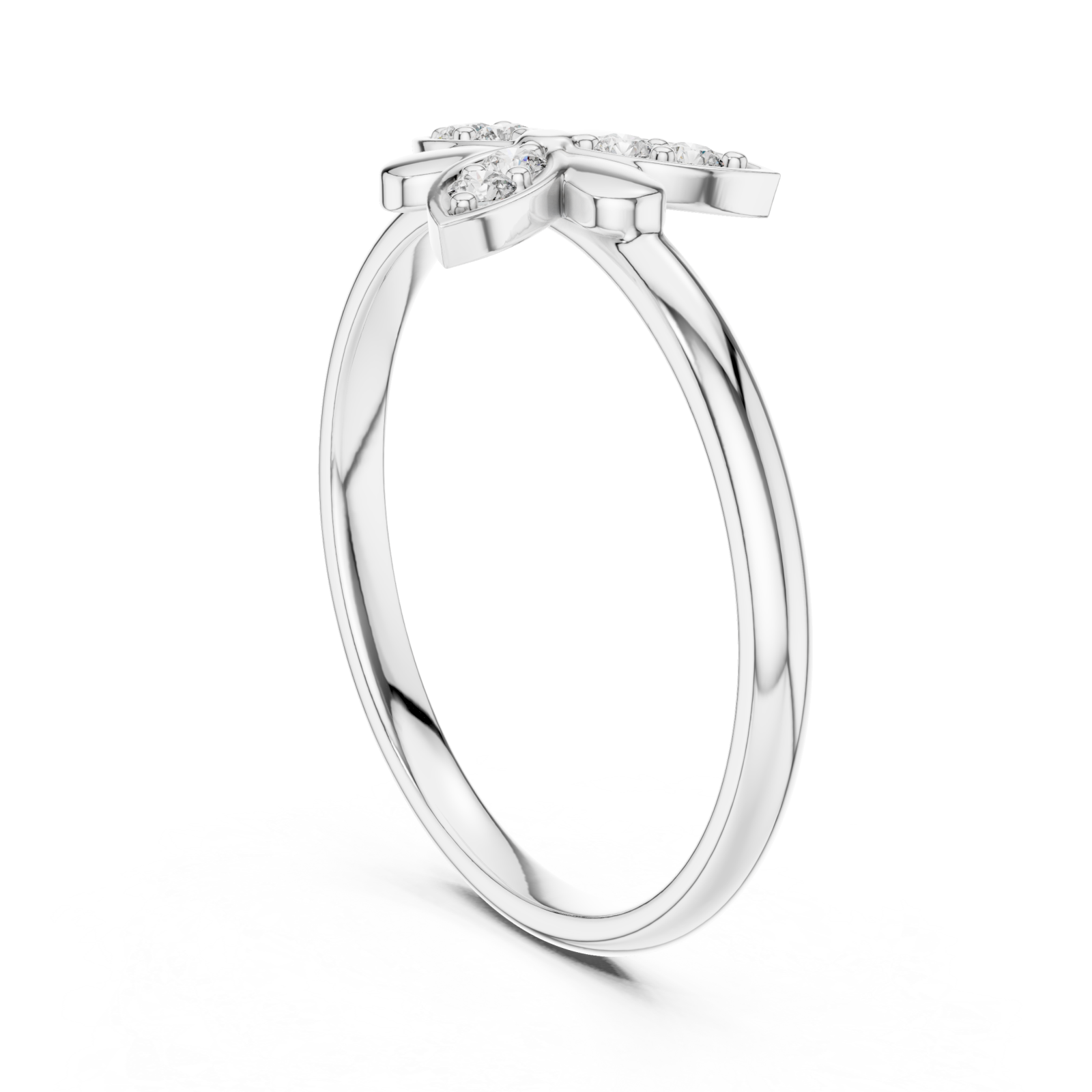  White Gold Radiant Petal Embrace Signature Ring Left View