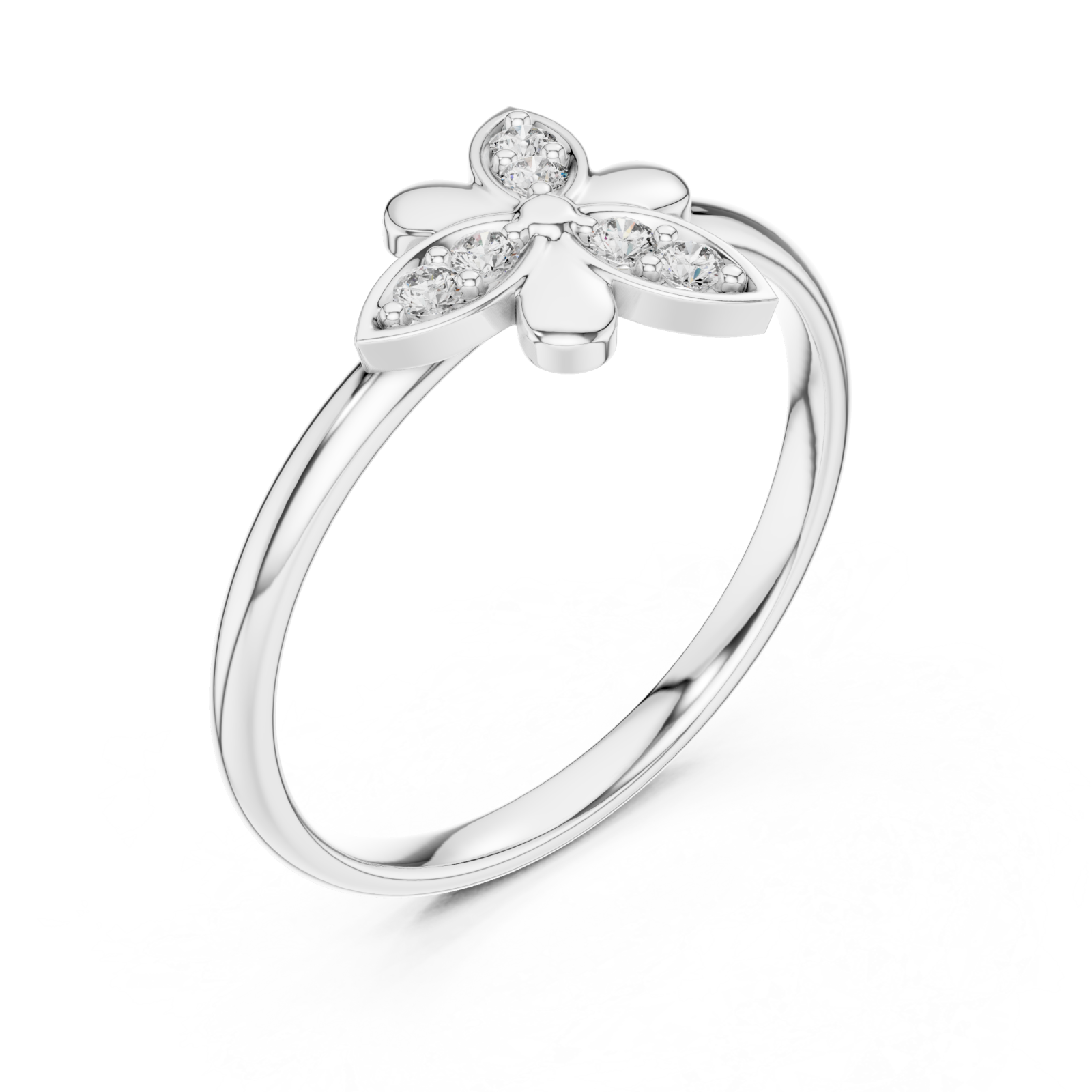  White Gold Radiant Petal Embrace Signature Ring Right View