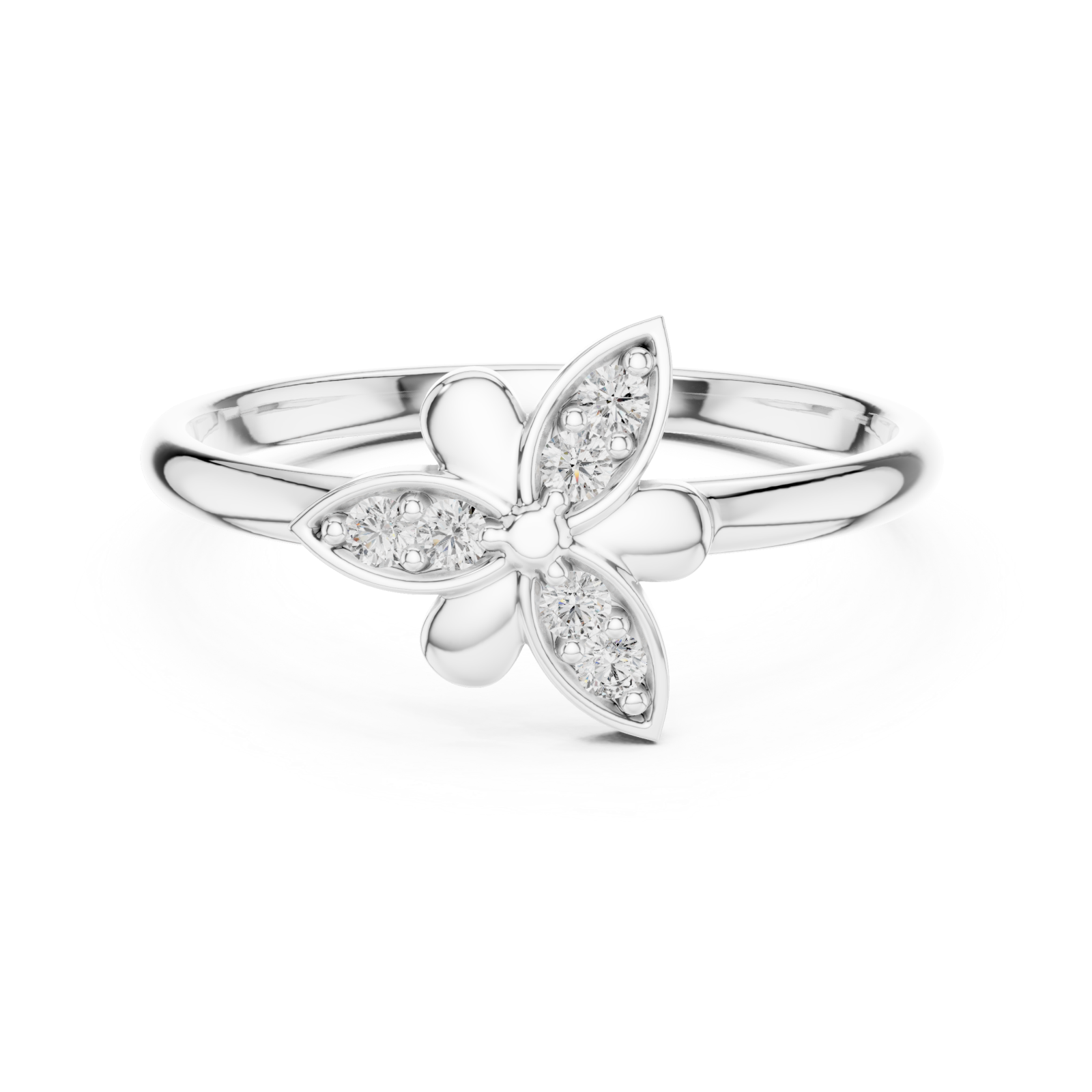  White Gold Radiant Petal Embrace Signature Ring Front View