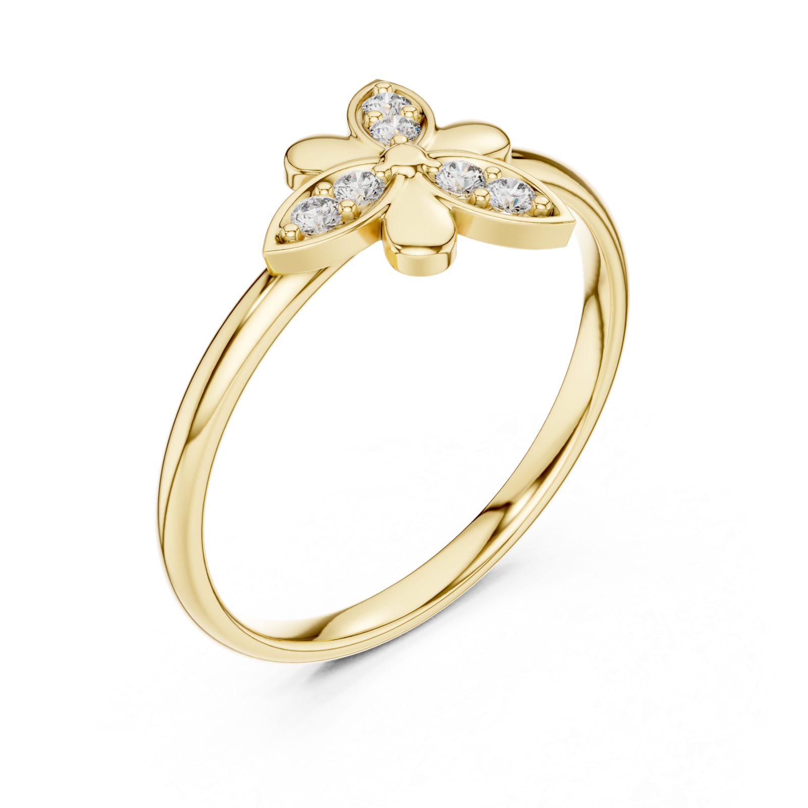 Gold Radiant Petal Embrace Signature Ring Right View