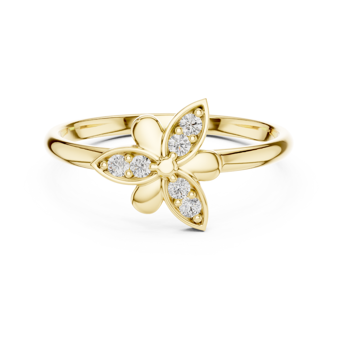 Gold Radiant Petal Embrace Signature Ring Right View
