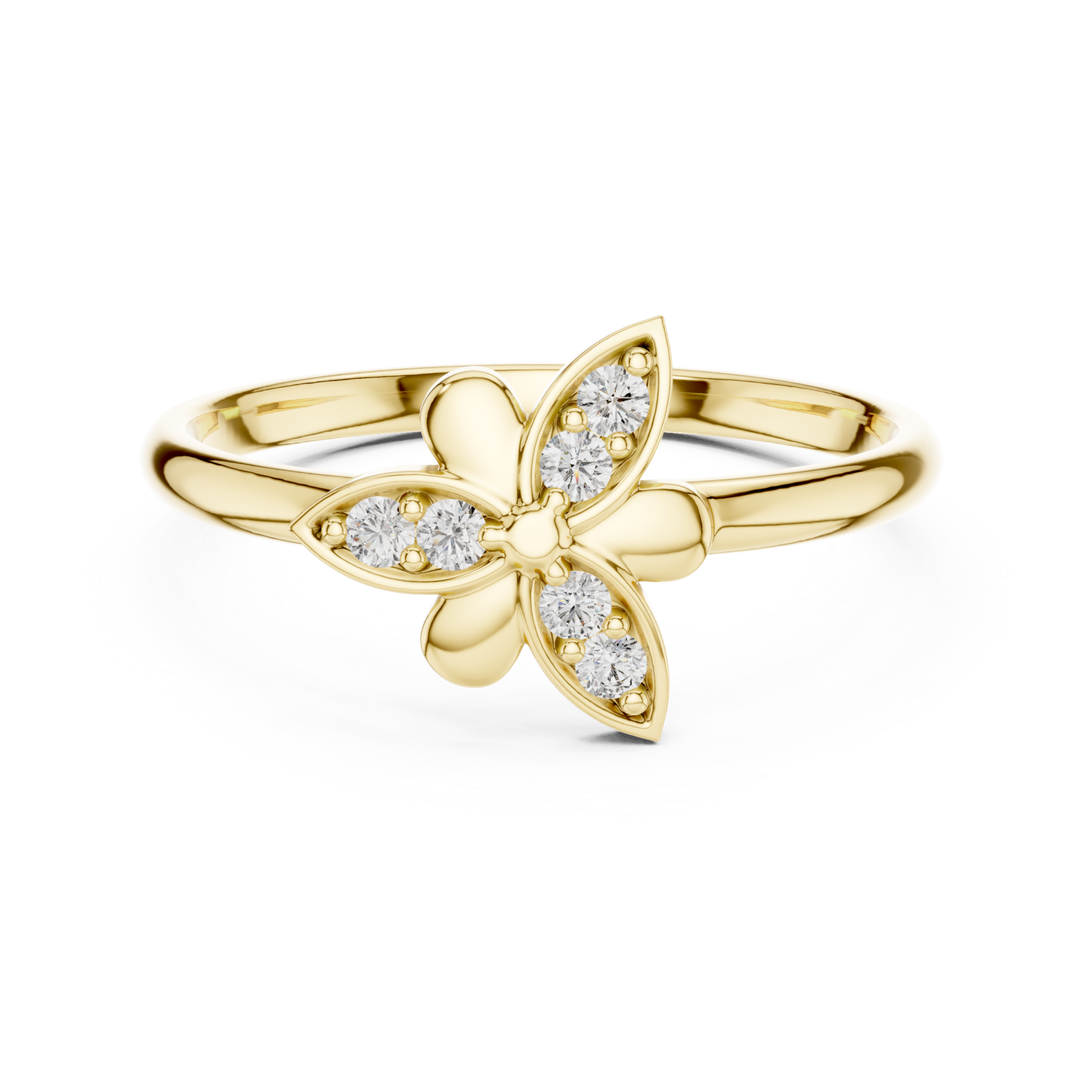  Gold Radiant Petal Embrace Signature Ring Front View