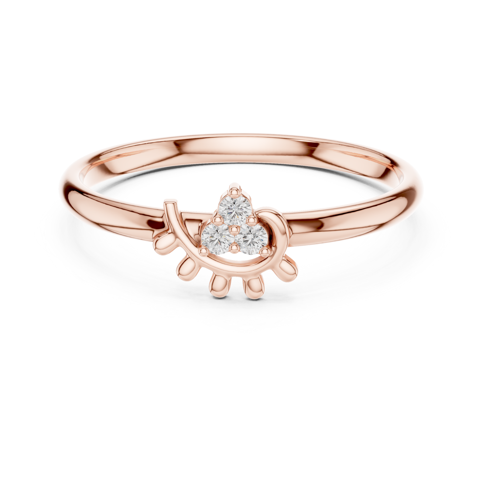  Rose Gold Twilight Spark Cascade Radiant Ring Front View