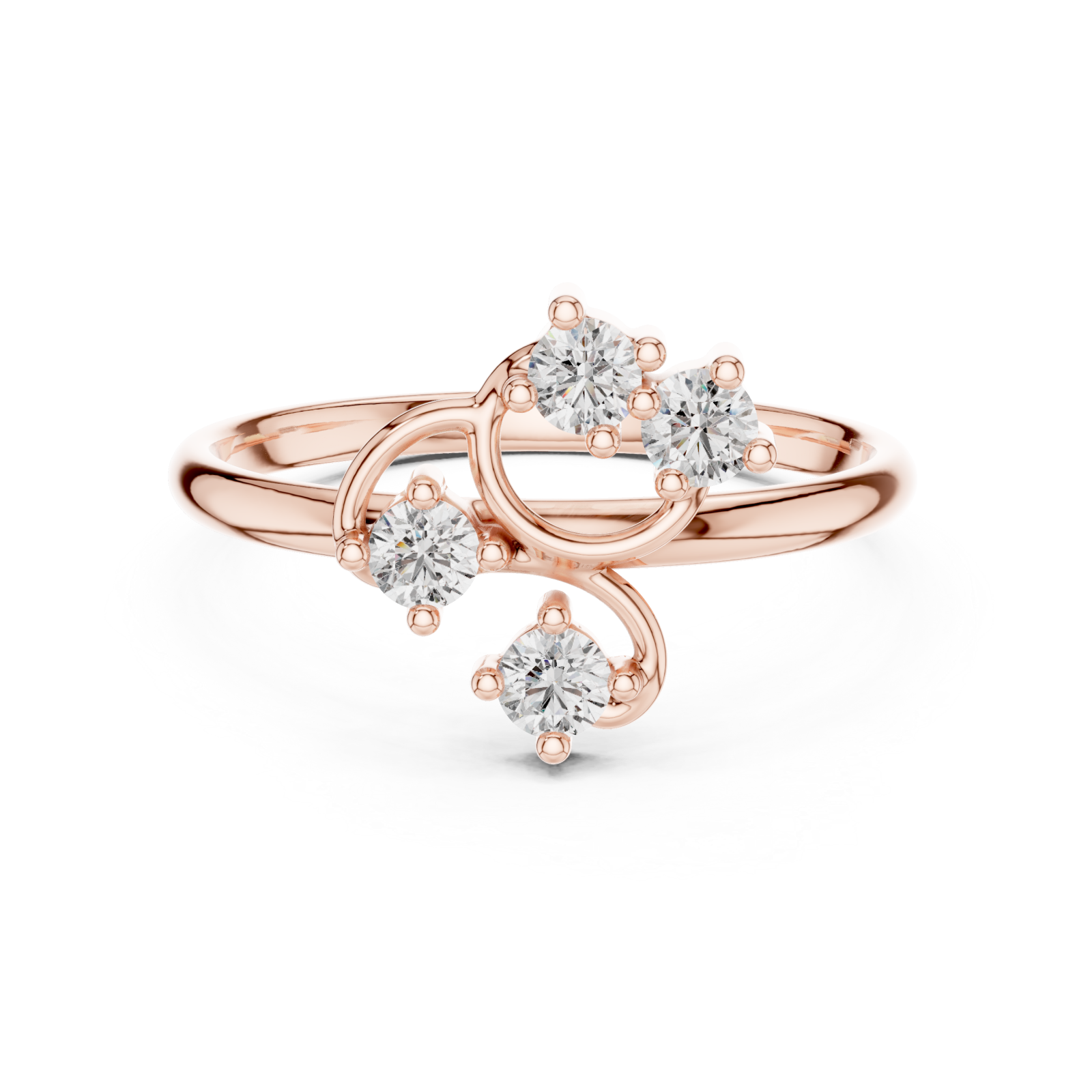  Rose Gold Dewdrop Mirage Radiant Statement Ring Front View