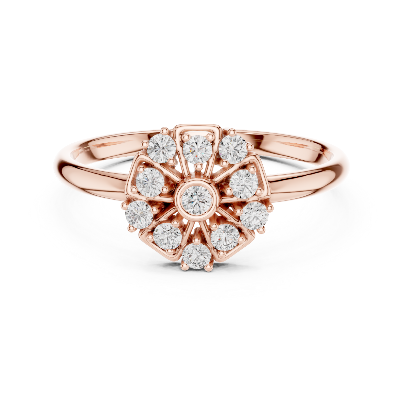  Rose Gold Luminous Flora Ring Front View