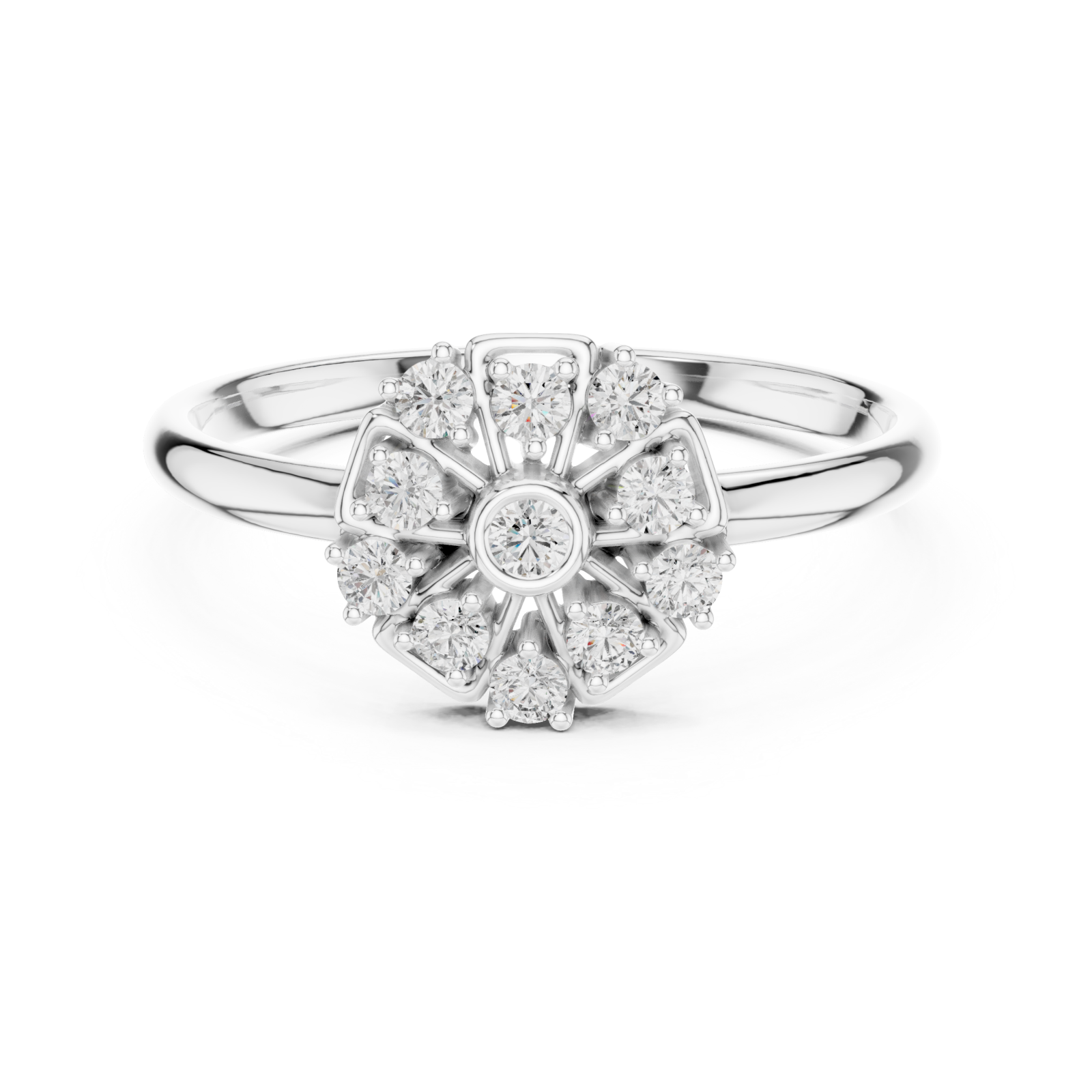  White Gold Luminous Flora Ring Front View