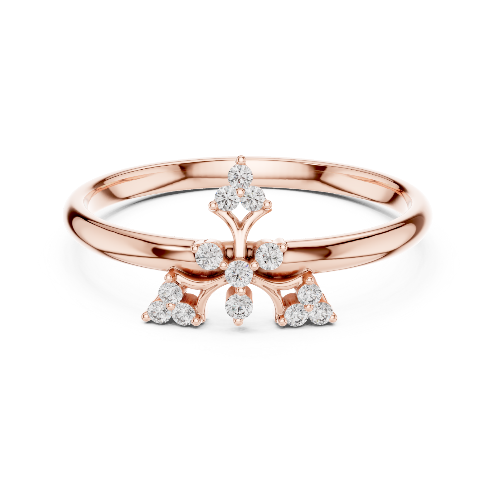  Rose Gold Petal Grace Petite Bloom Ring Front View
