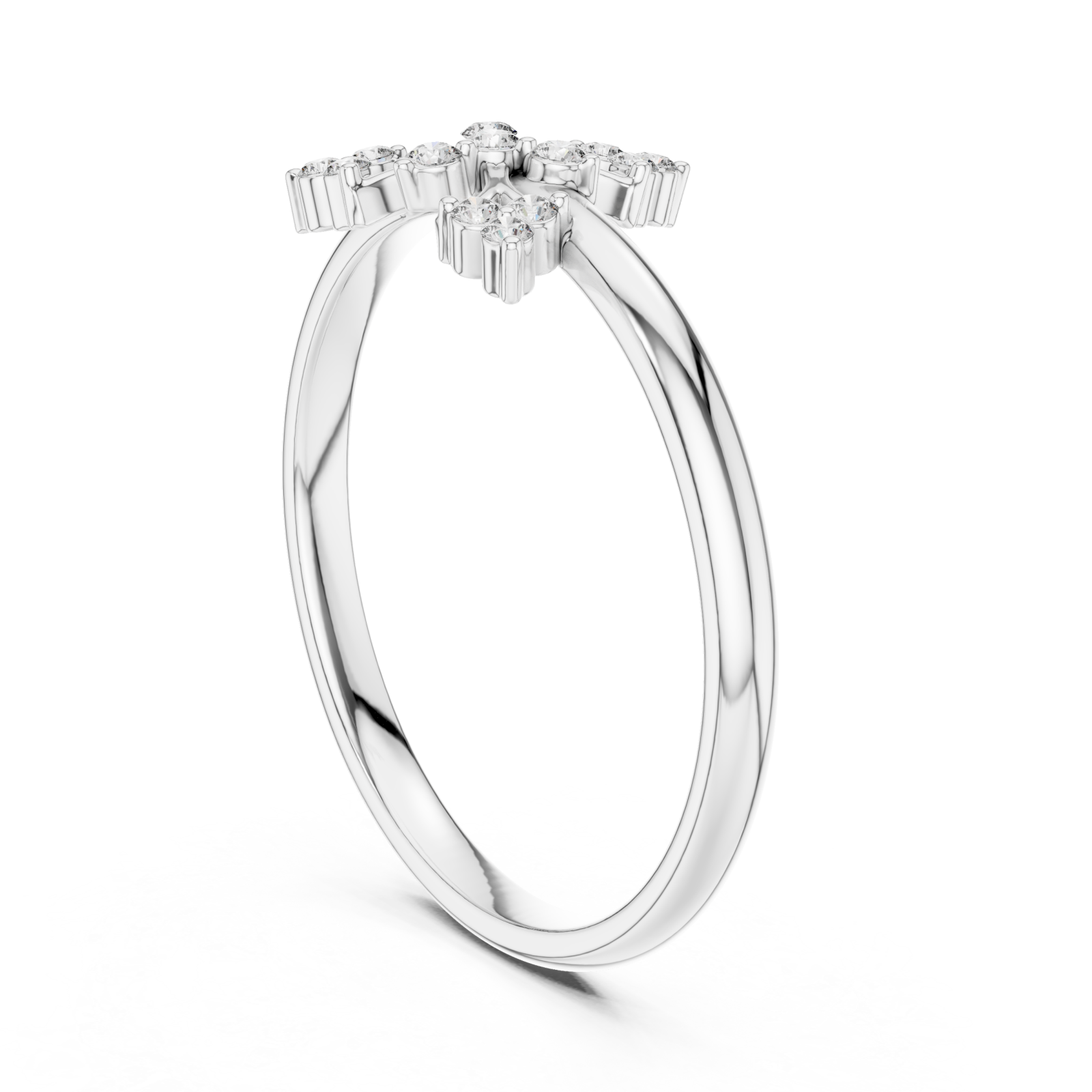  White Gold Petal Grace Petite Bloom Ring Left View