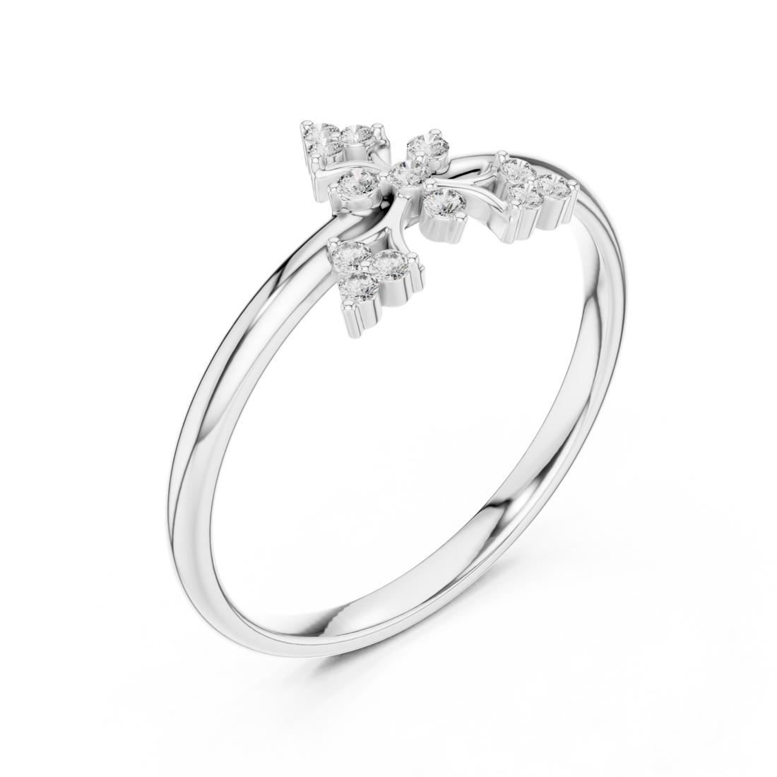 White Gold Petal Grace Petite Bloom Ring Right View