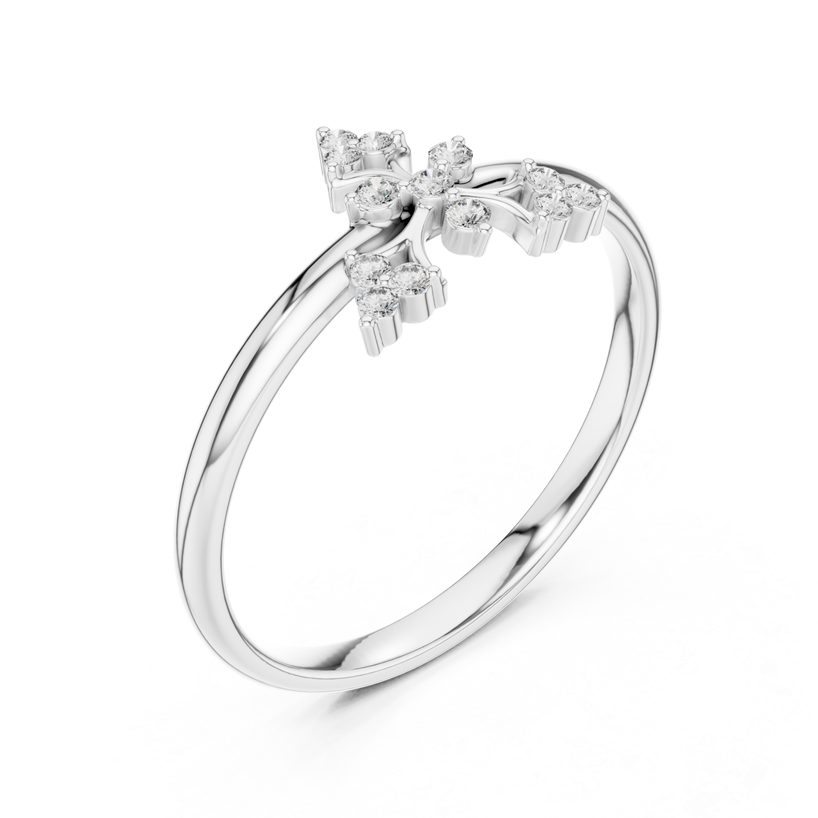  White Gold Petal Grace Petite Bloom Ring Right View