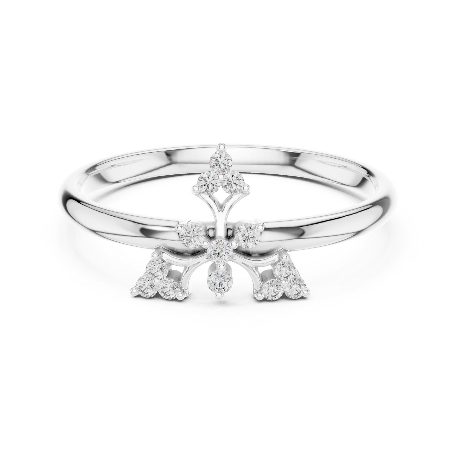  White Gold Petal Grace Petite Bloom Ring Front View