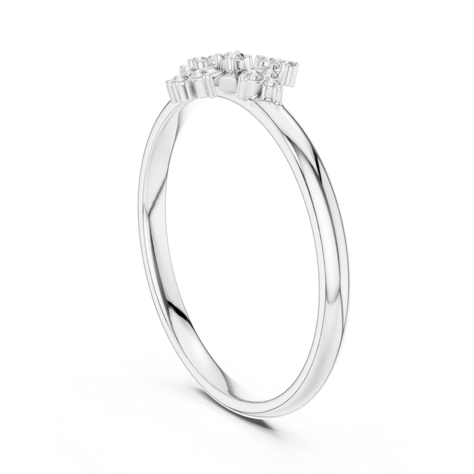  White Gold Celestial Bloom Cluster Ring Left View