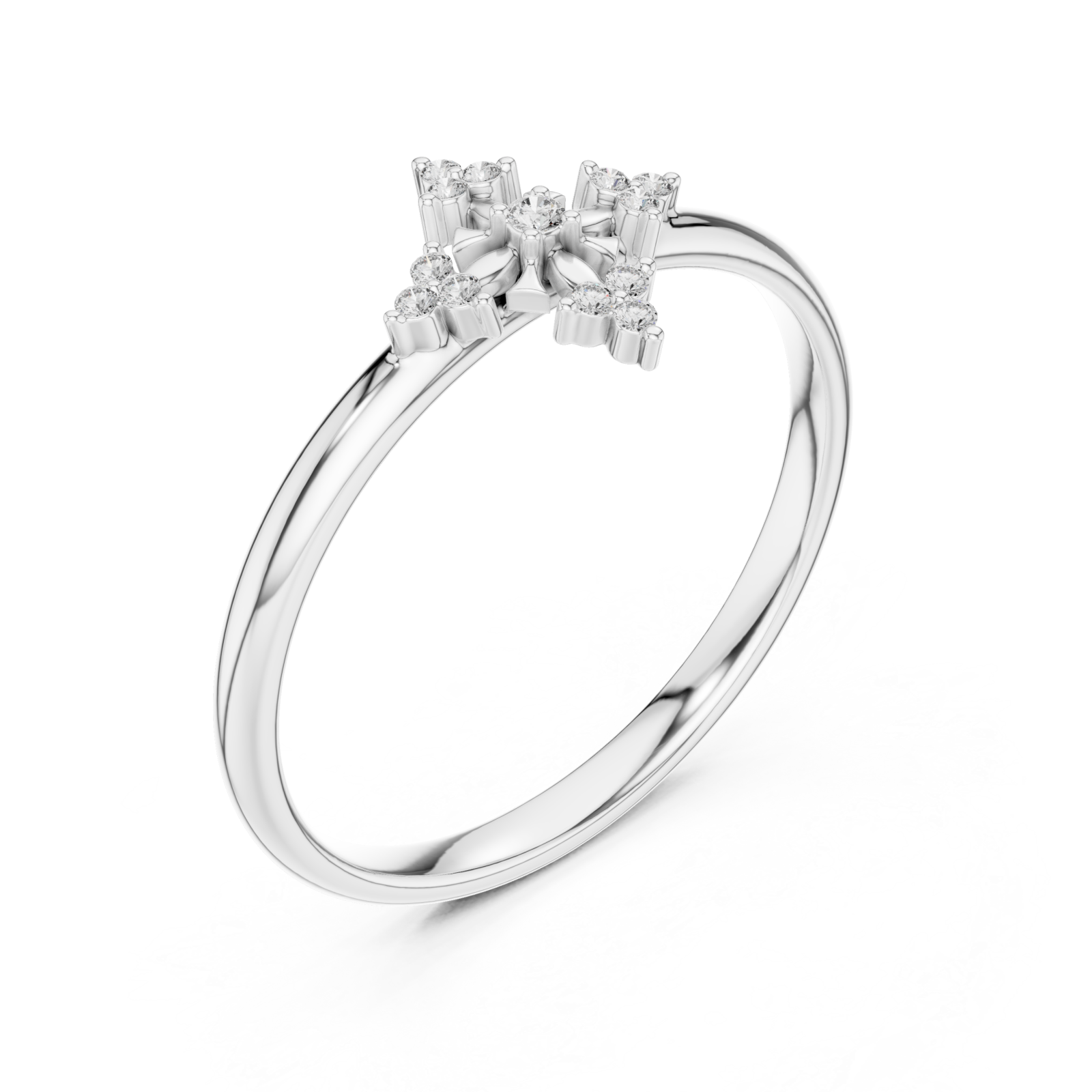  White Gold Celestial Bloom Cluster Ring Right View