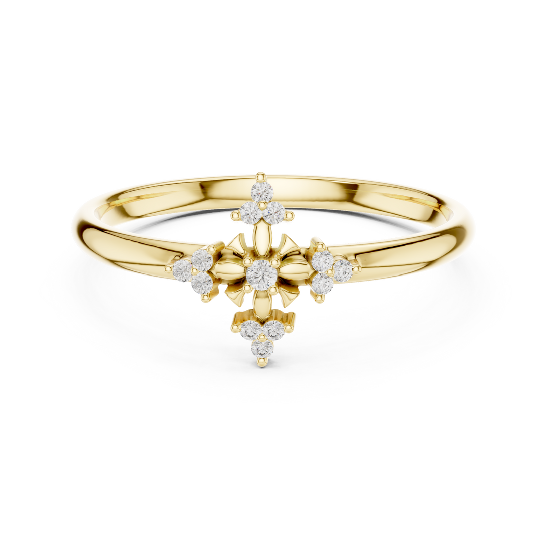 Gold Celestial Bloom Cluster Ring Right View