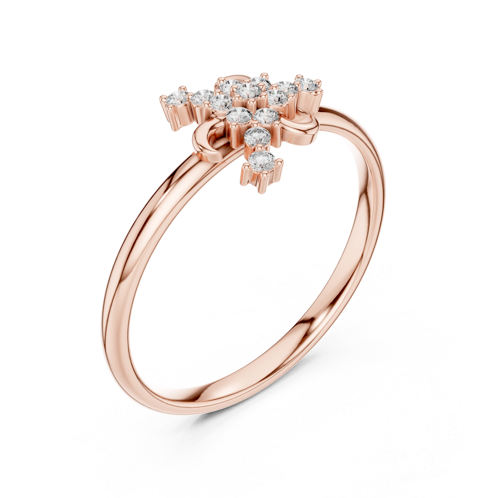  Rose Gold Celeste Blossom Band Ring Right View