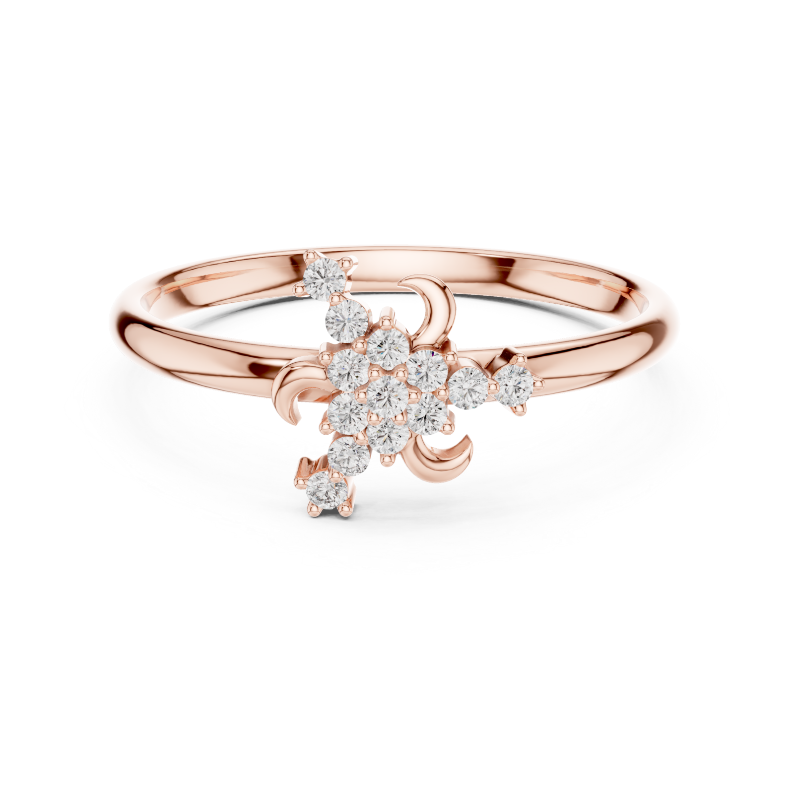  Rose Gold Celeste Blossom Band Ring Front View