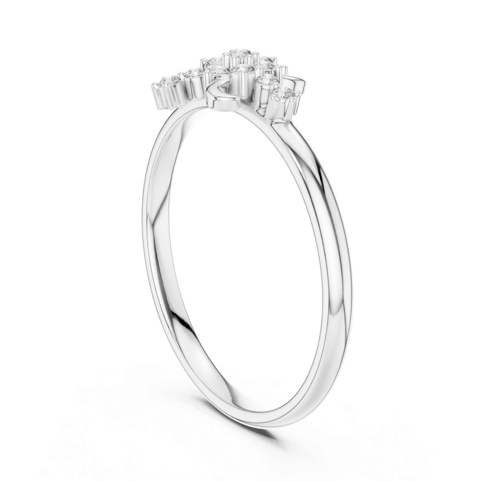  White Gold Celeste Blossom Band Ring Left View