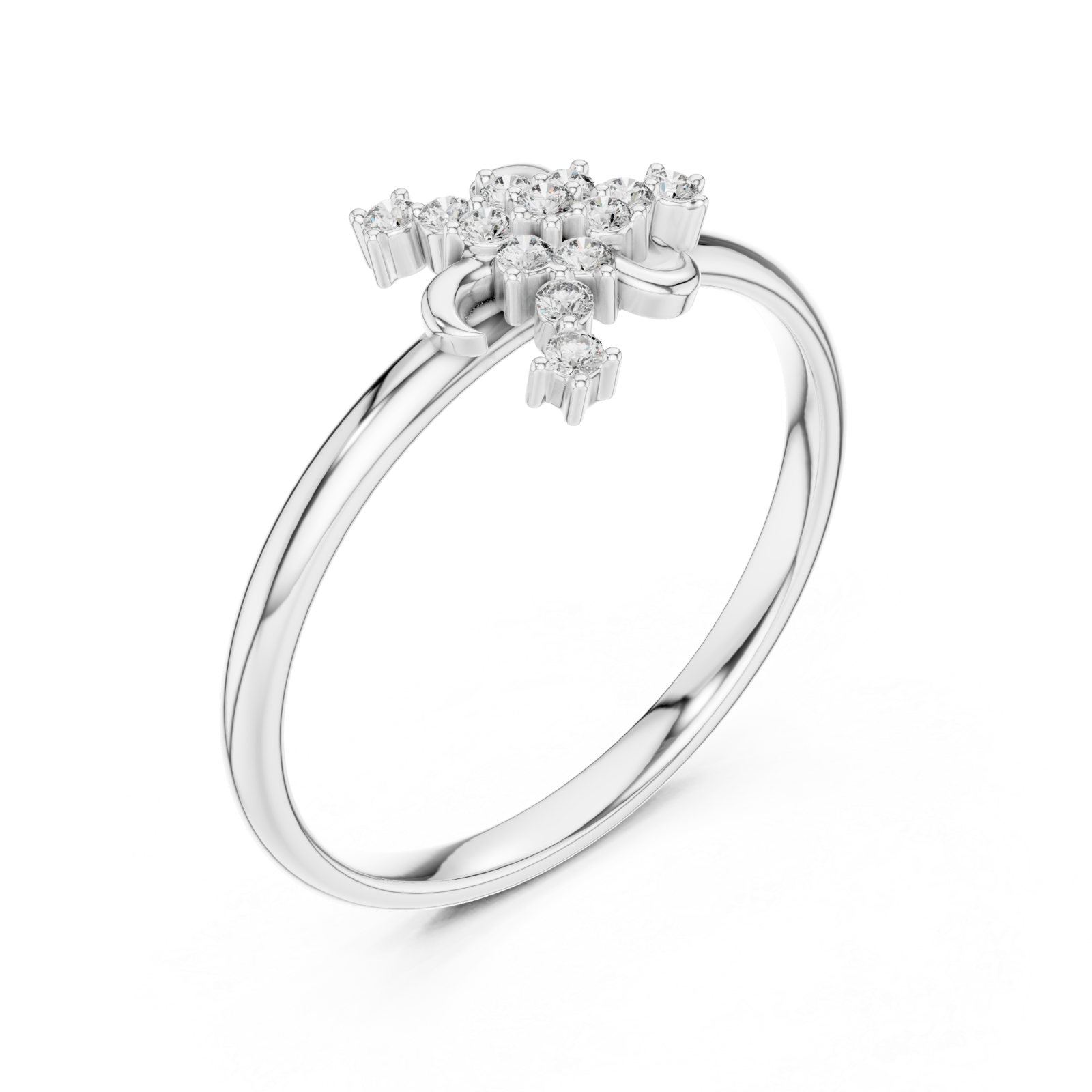  White Gold Celeste Blossom Band Ring Right View