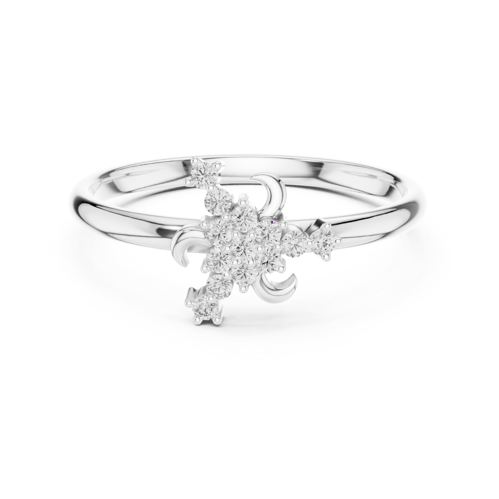  White Gold Celeste Blossom Band Ring Front View