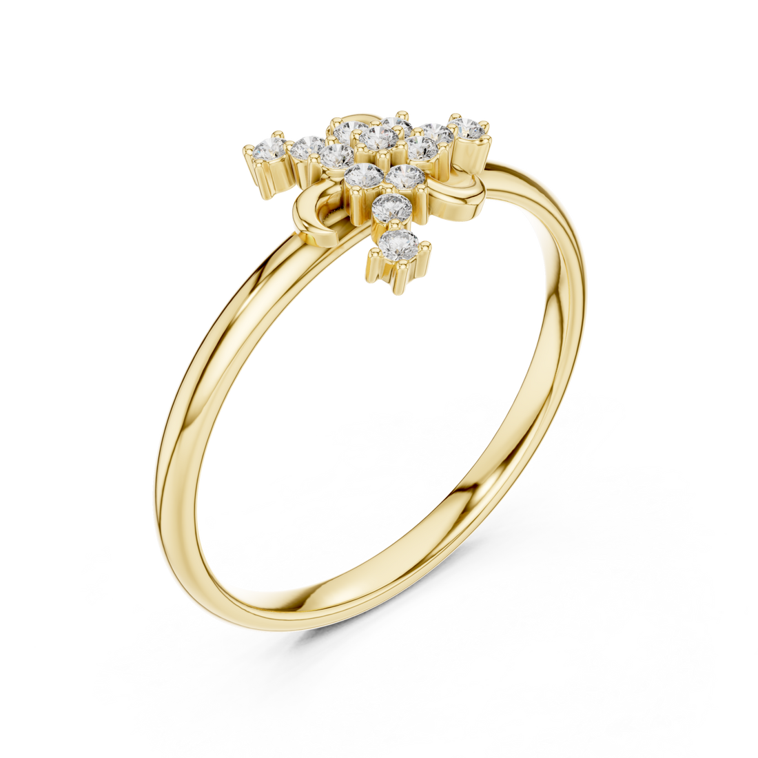 Gold Celeste Blossom Band Ring Right View