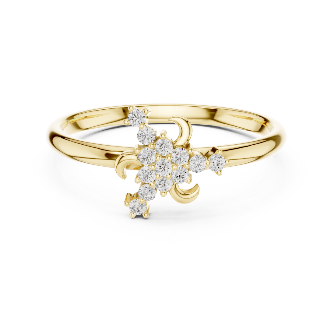 Gold Celeste Blossom Band Ring Right View
