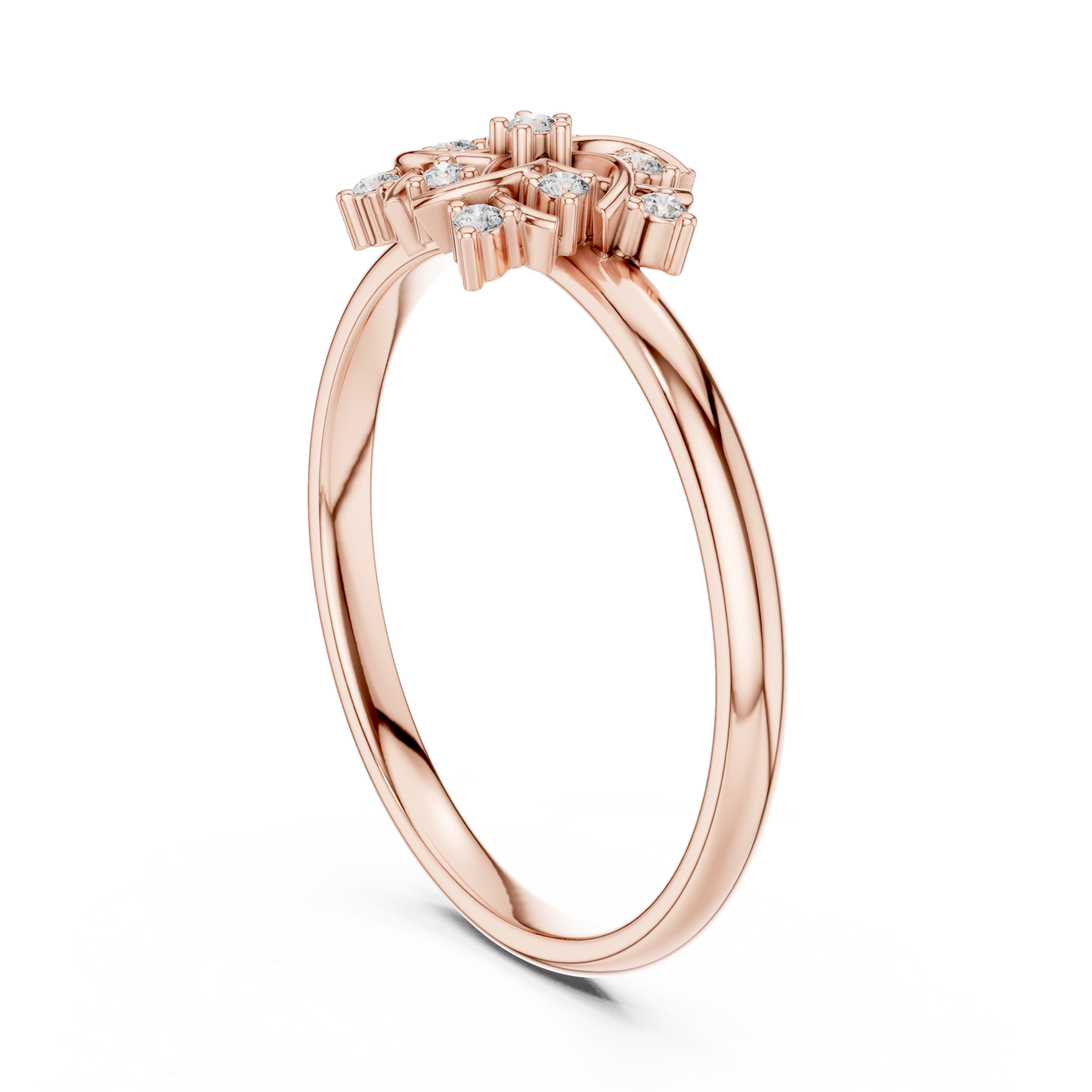  Rose Gold Radiant Petal Garden Statement Ring Left View