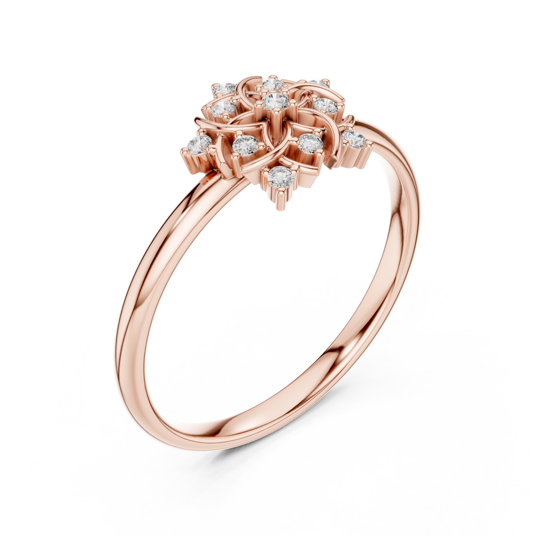  Rose Gold Radiant Petal Garden Statement Ring Right View