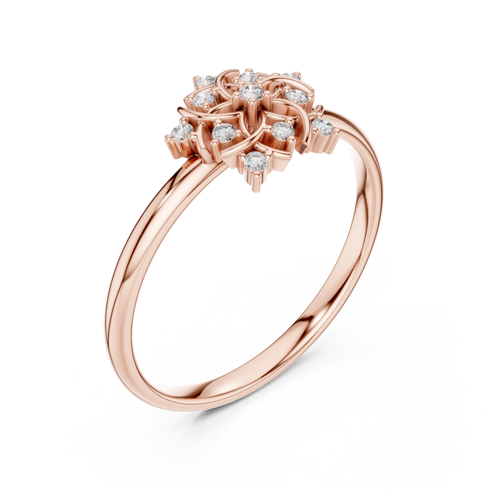 Rose Gold Radiant Petal Garden Statement Ring Right View