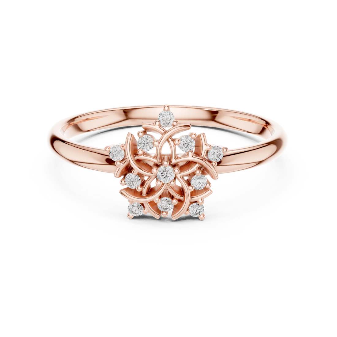  Rose Gold Radiant Petal Garden Statement Ring Right View