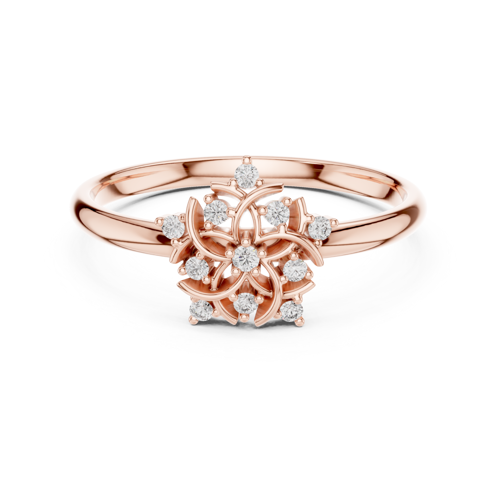  Rose Gold Radiant Petal Garden Statement Ring Front View