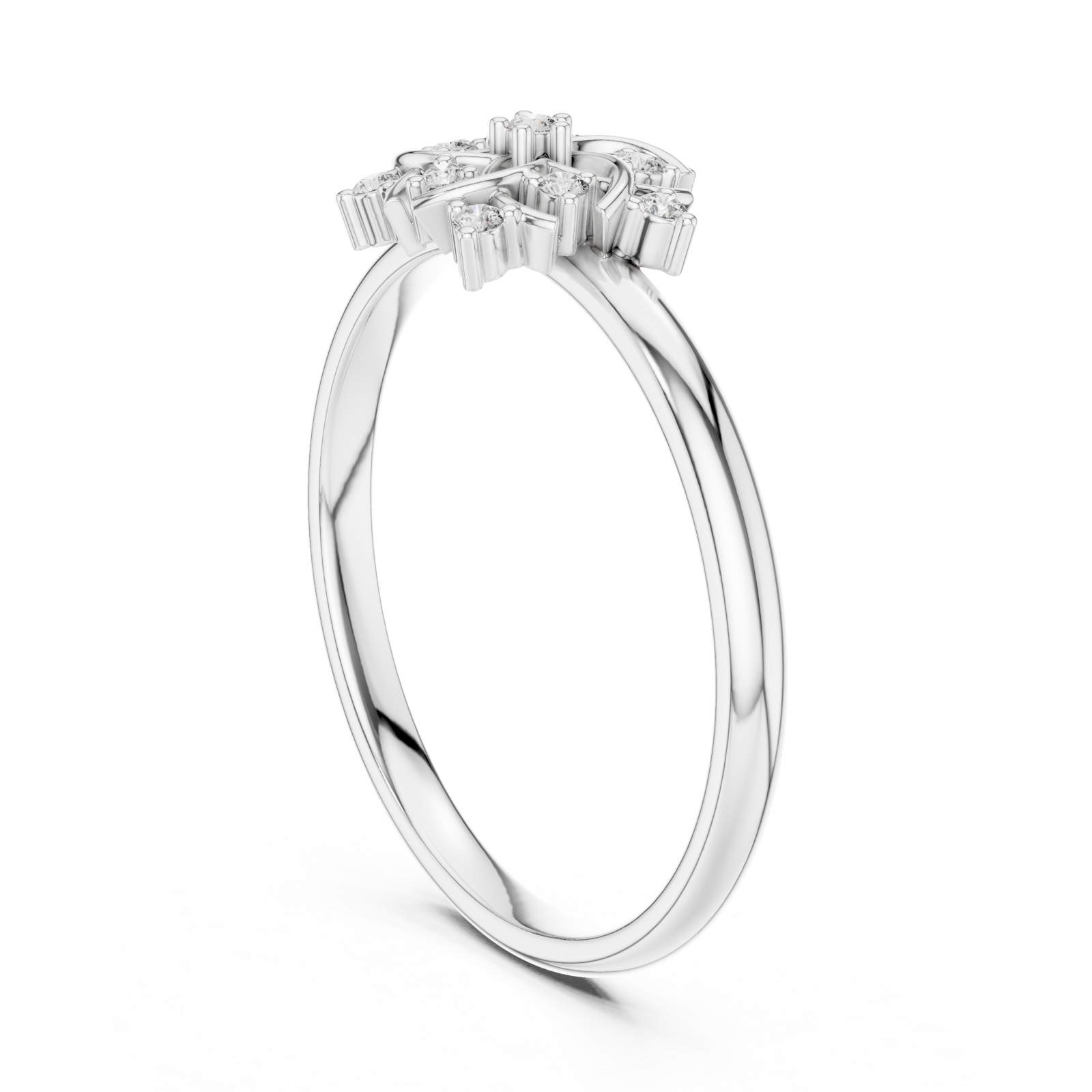  White Gold Radiant Petal Garden Statement Ring Left View