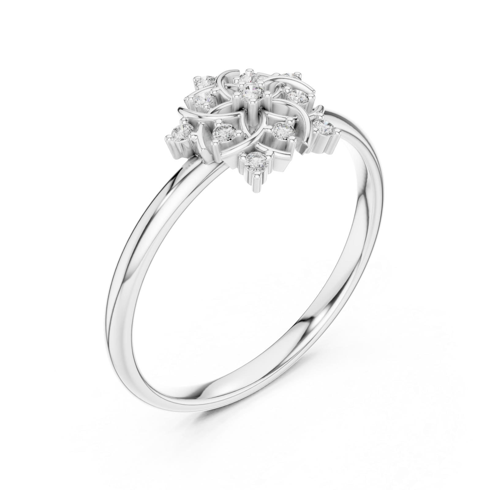  White Gold Radiant Petal Garden Statement Ring Right View