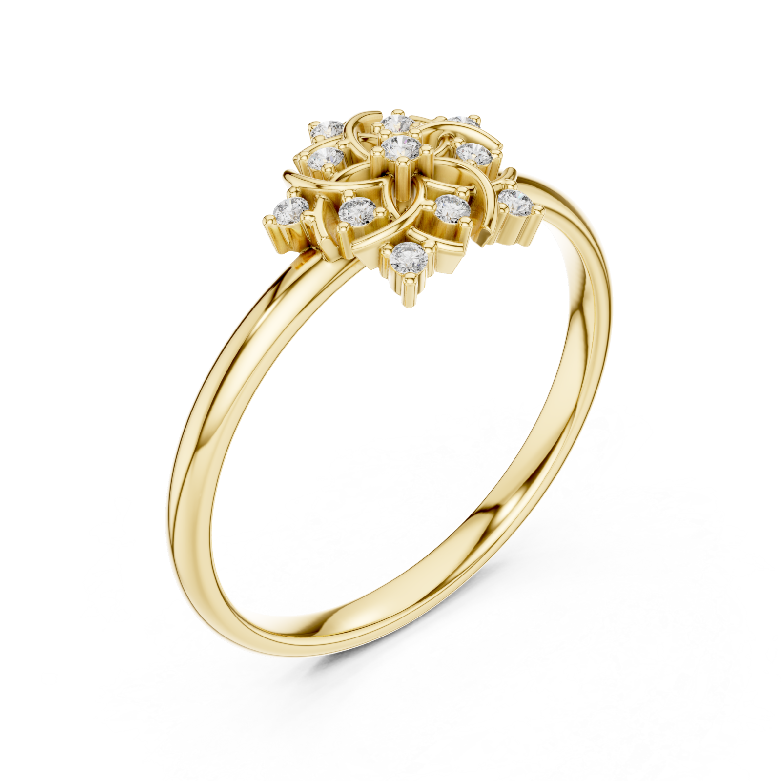 Gold Radiant Petal Garden Statement Ring Right View
