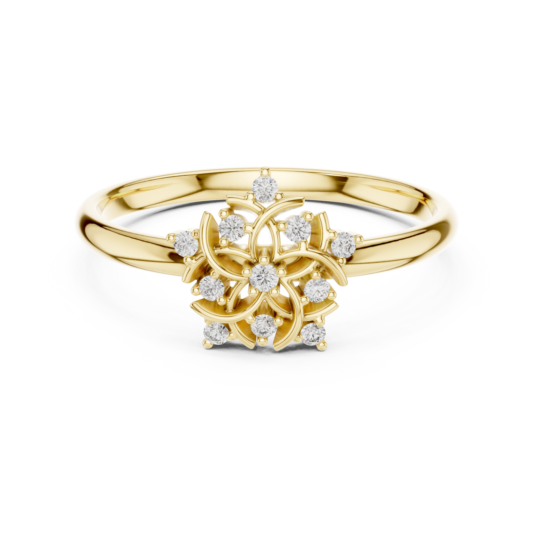 Gold Radiant Petal Garden Statement Ring Right View