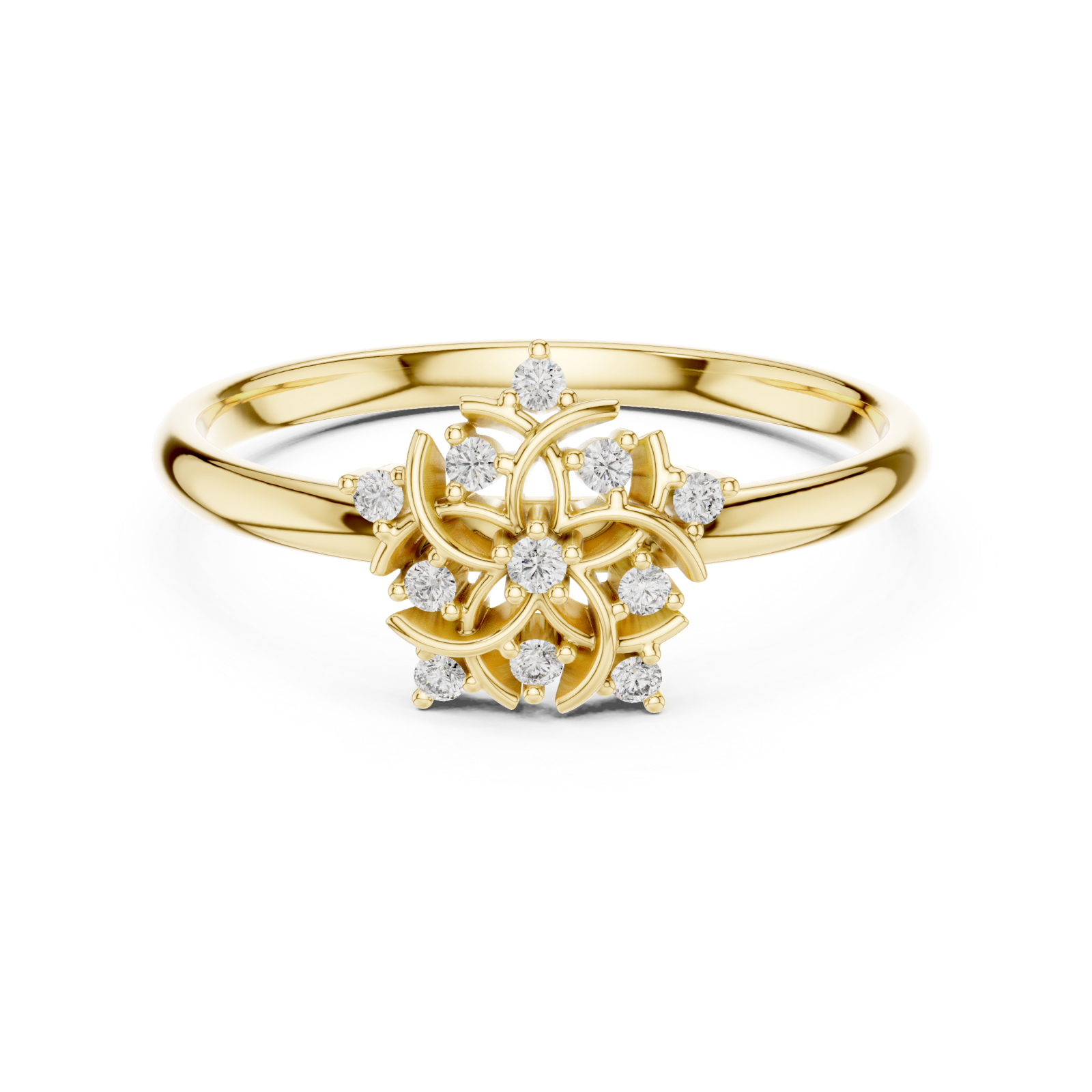  Gold Radiant Petal Garden Statement Ring Front View